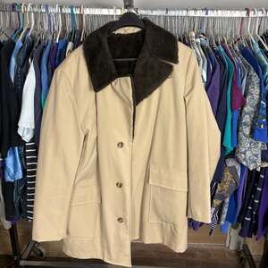 Vintage 70's Men's Trench Faux Fur 42 Hipster Large Tan Brown JC PENNEY